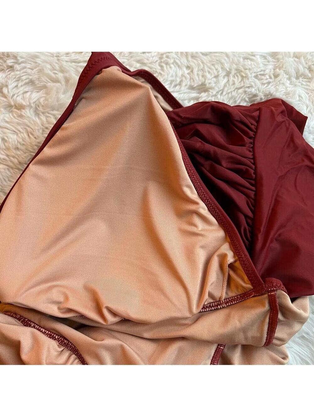 🆕 J. Crew Sexy V One Piece Red Brown Clay Swimsuit Plus 22 NEW NWT Blogger - Picture 7 of 15
